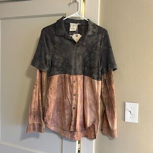 Free People x Tricia Fix Twofer Top Collared Button Down Long Sleeve Shirt NWT!
